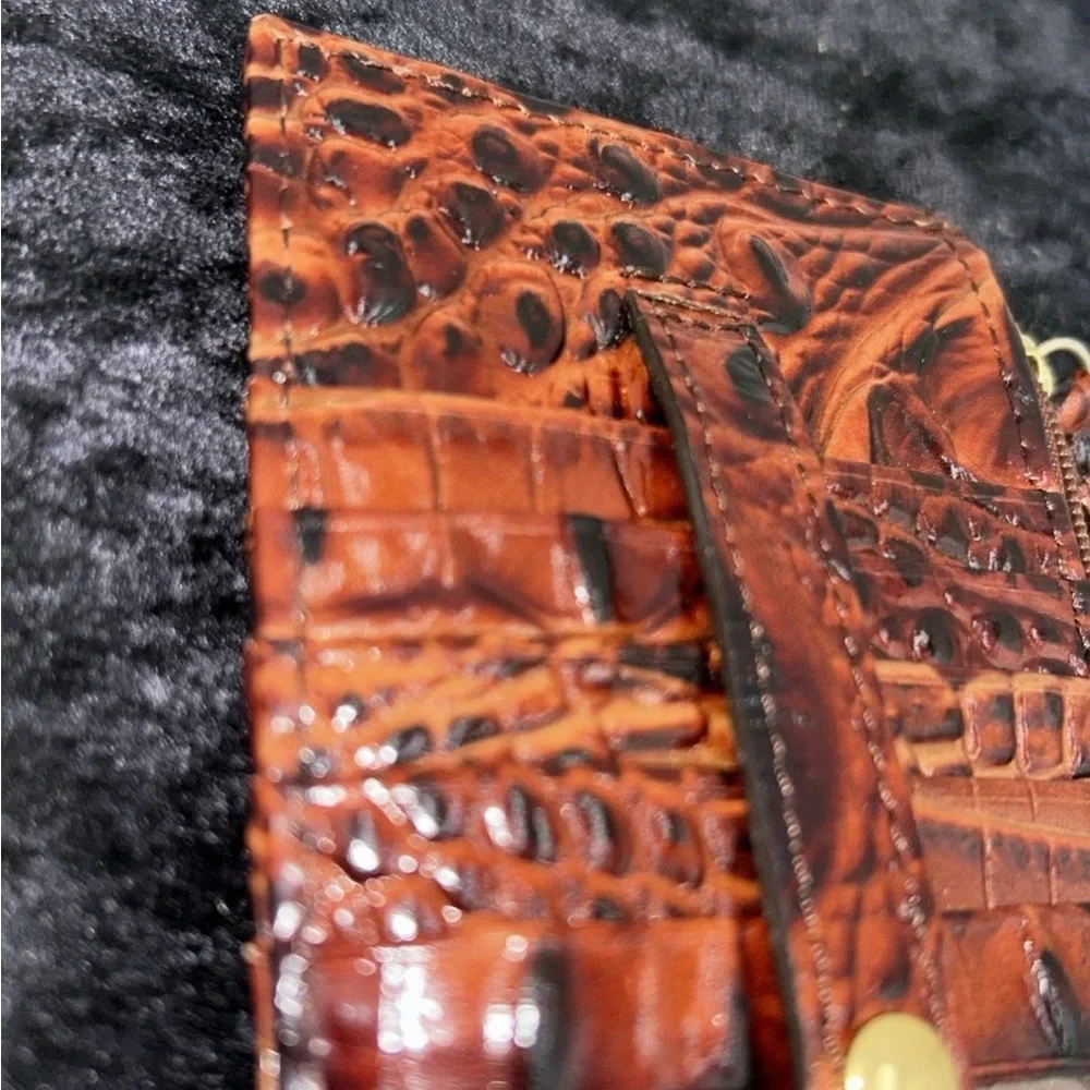 Brahmin credit card wallet red opal Melbourne croc-embossed leather